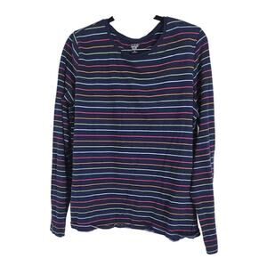 Kim Rogers Navy Blue Striped Long Sleeve Top Womens Size XL Extra Large